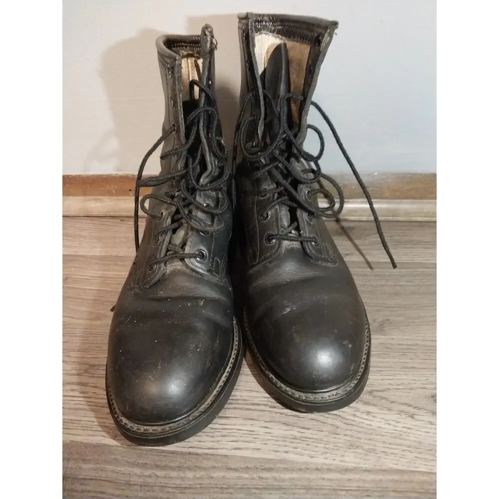 Cove Shoe Company Black Leather Steel Toe Lace Up Work Boots Men's US 8- R